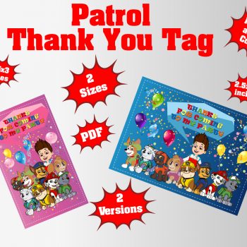 Paw Patrol Thank You Tag png clipart, birthday party decoration