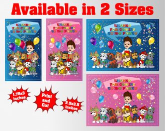 Paw Patrol Thank You Tag png clipart, birthday party decoration