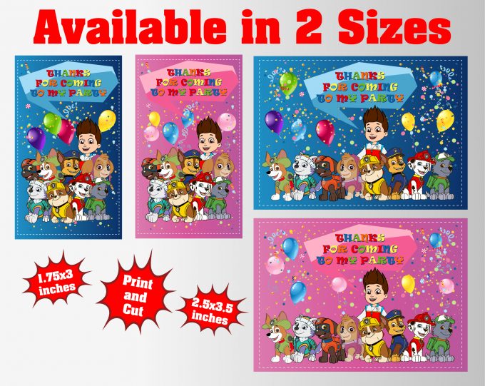 Paw Patrol Thank You Tag png clipart, birthday party decoration