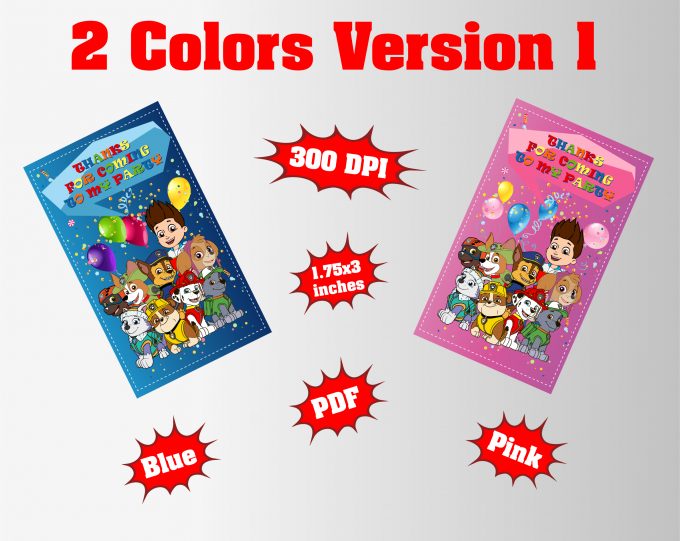 Paw Patrol Thank You Tag png clipart, birthday party decoration