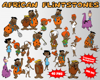 African Flintstones png clipart, birthday party decoration
