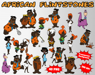African Flintstones png clipart, birthday party decoration