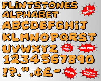 Flintstones font alphabet