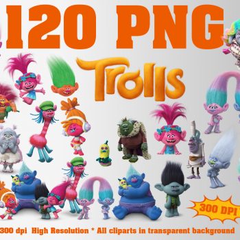Trolls png clipart, birthday party decoration