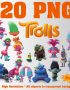 Trolls png clipart, birthday party decoration
