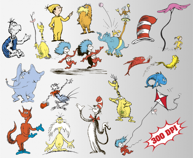 Dr. Seuss png clipart, birthday party decoration