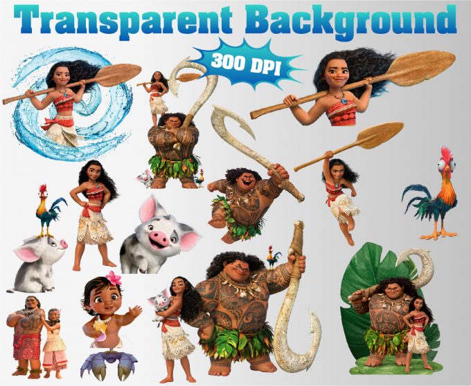 Moana png clipart, birthday party decoration