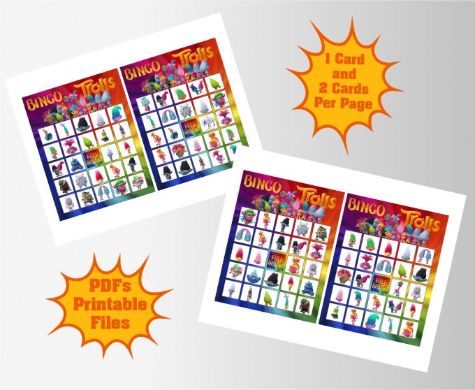 Trolls Bingo png clipart, birthday party decoration