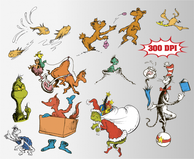 Dr. Seuss png clipart, birthday party decoration