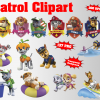 Paw Patrol png clipart, birthday party decoration