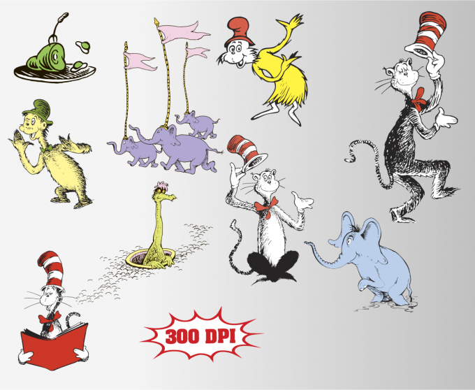 Dr. Seuss png clipart, birthday party decoration