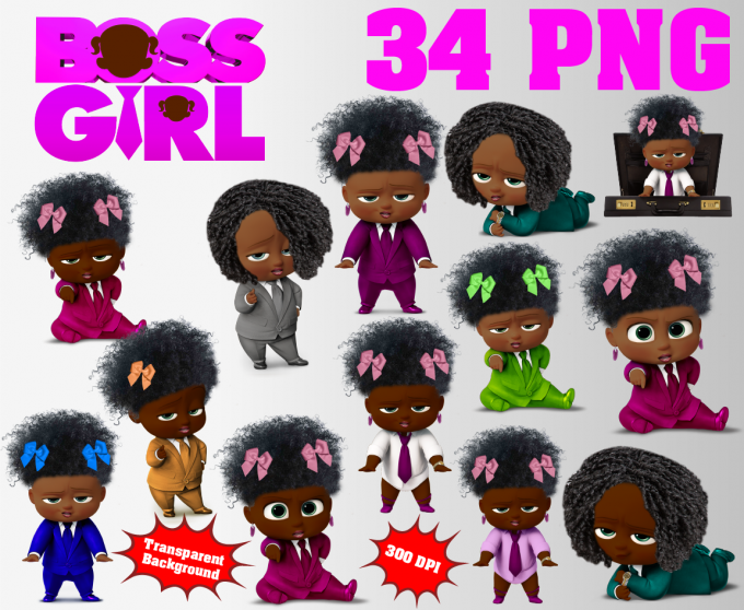 African Boss Baby Girl png clipart, birthday party decoration