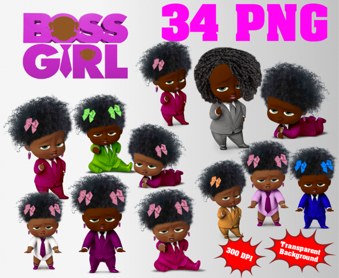 African Boss Baby Girl png clipart, birthday party decoration
