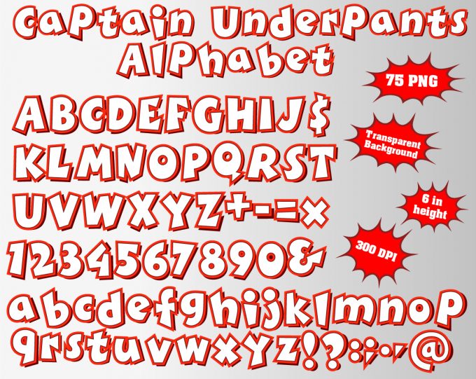 Captain Underpants png Alphabet, Numbers and Symbols