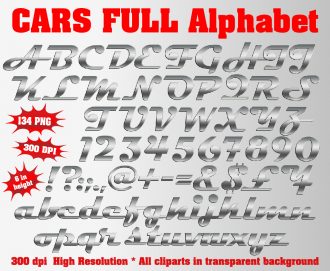 Cars png Alphabet, Numbers and Symbols