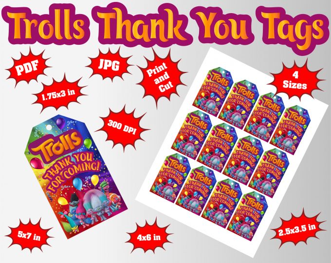 Trolls Thank You Tag png