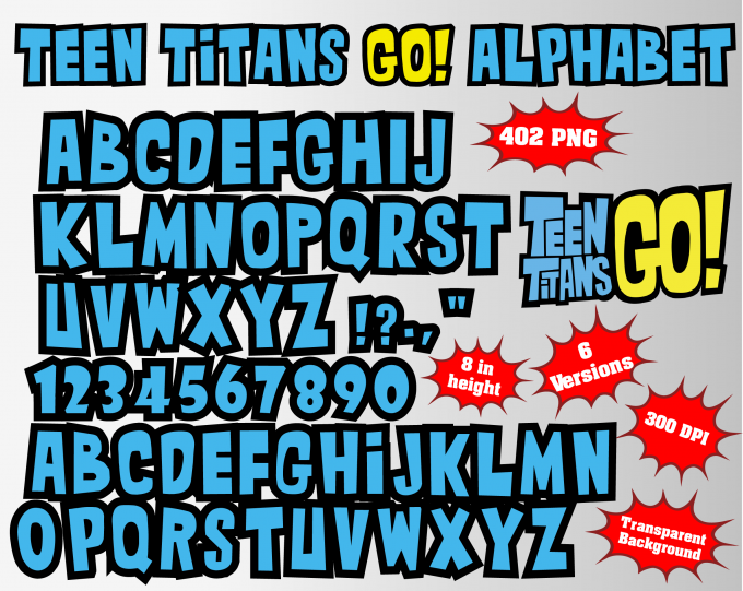 teen titans go! png Alphabet, Numbers and Symbols