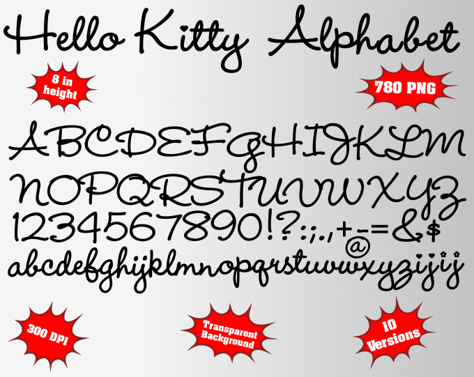 hello kitty font alphabet