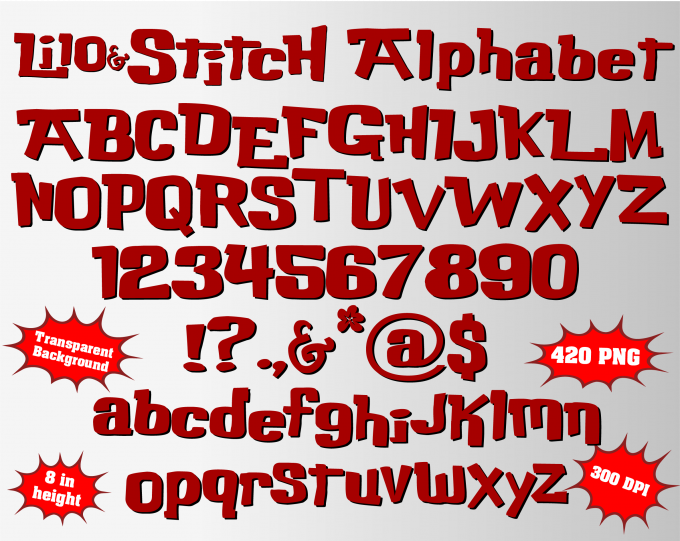 lilo&stitch png Alphabet, Numbers and Symbols