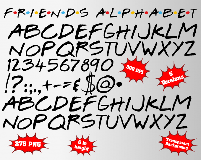 Friends font alphabet