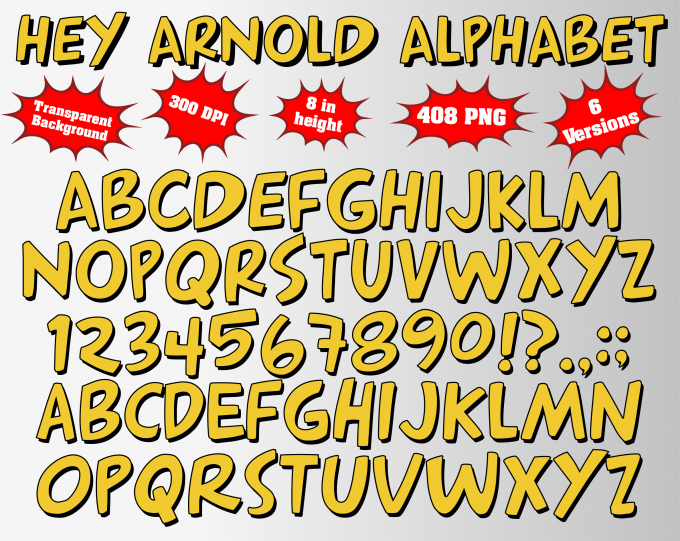 Hey Arnold png Alphabet, Numbers and Symbols