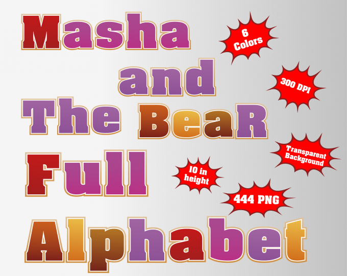 Masha and the bear png Alphabet, Numbers and Symbols