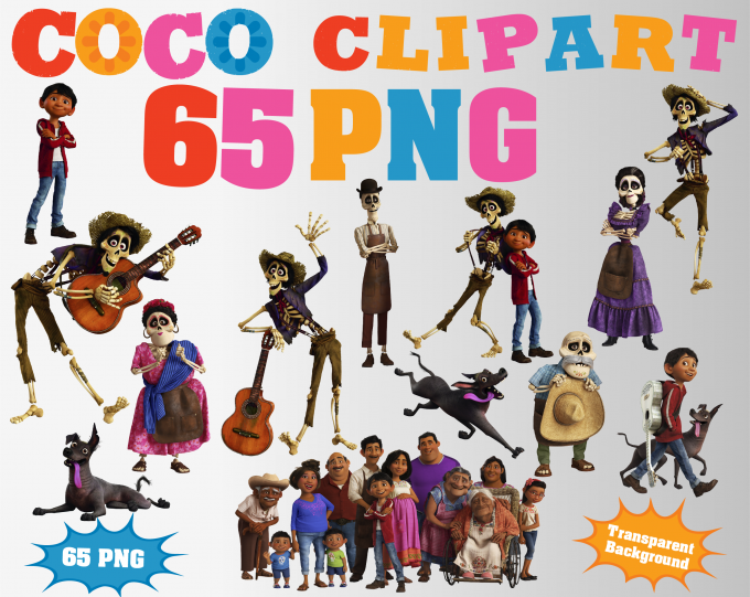 Coco png clipart, birthday party decoration