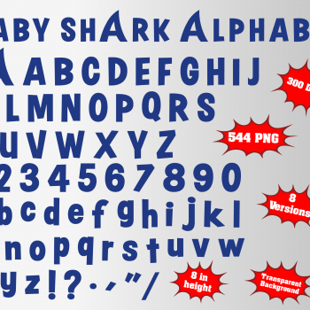 Baby shark alphabet font