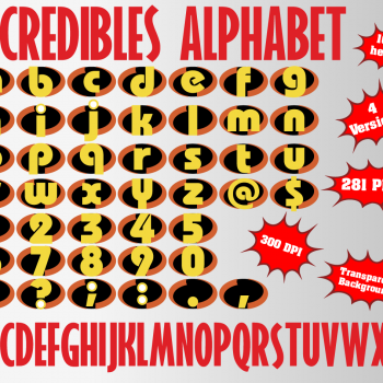 The Incredibles png Alphabet, Numbers and Symbols