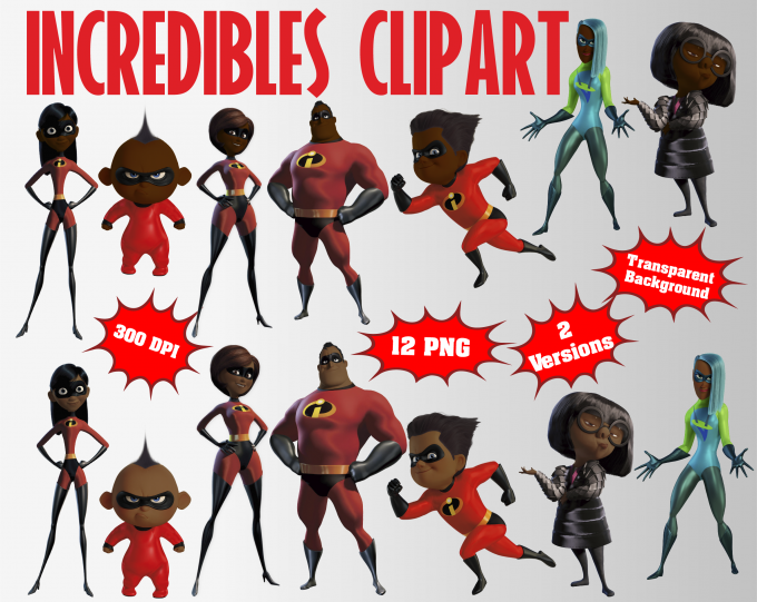 African Incredibles png clipart, birthday party decoration