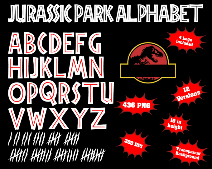 Jurassic Park font alphabet