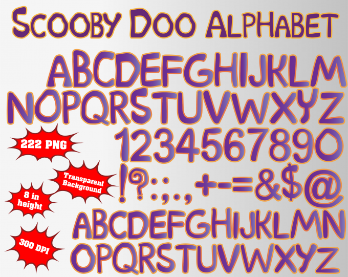 Scooby Doo Alphabet, Numbers and Symbols 222 PNG 300 dpi