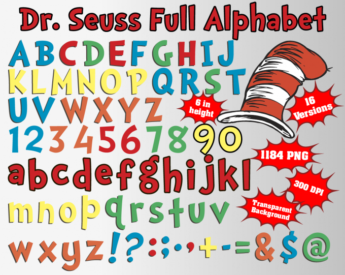 Dr. Seuss font alphabet