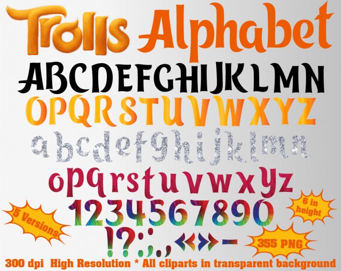 trolls png Alphabet, Numbers and Symbols