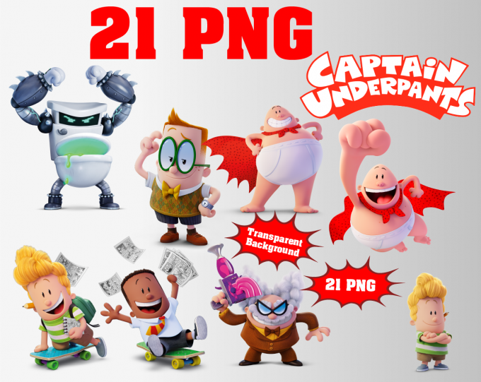 Captain Underpants png clipart, birthday party decoration