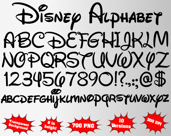 Disney png Alphabet, Numbers and Symbols