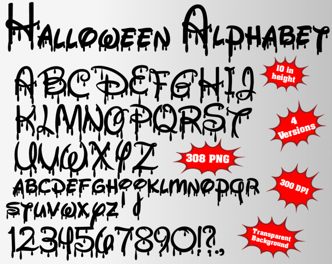 Disney Halloween png Alphabet, Numbers and Symbols