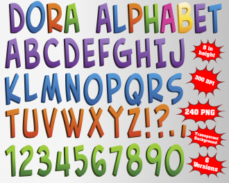 Dora The Explorer png Alphabet, Numbers and Symbols