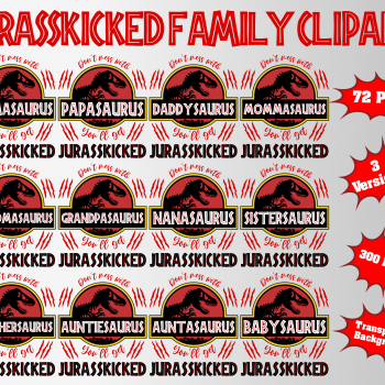 Jurasskicked Family png clipart, birthday party decoration