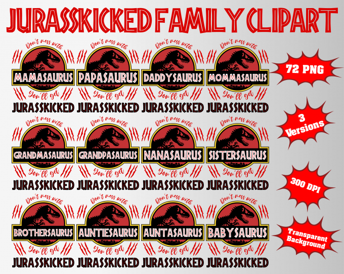 Jurasskicked Family png clipart, birthday party decoration