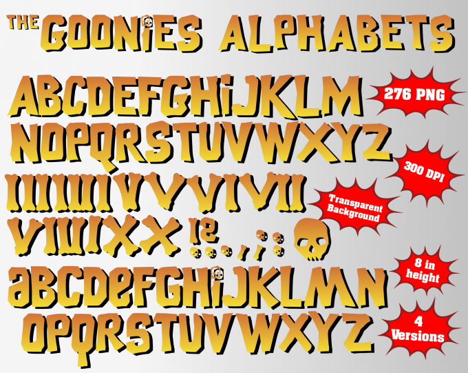 The Goonies png Alphabet, Numbers and Symbols