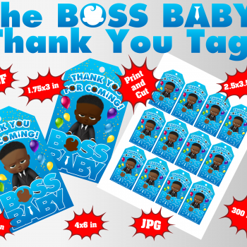 African Boss Baby Thank You Tags png clipart, birthday party decoration