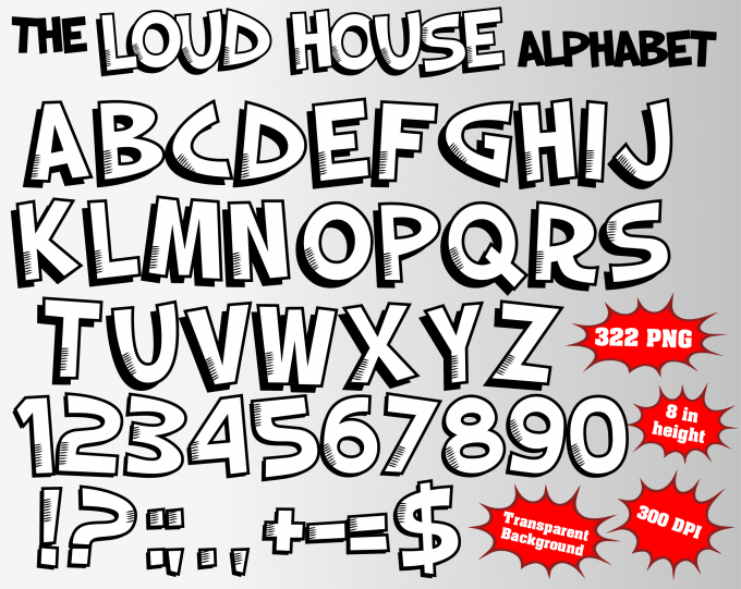 The Loud House png Alphabet, Numbers and Symbols