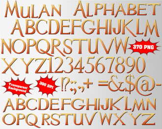 Mulan png Alphabet, Numbers and Symbols