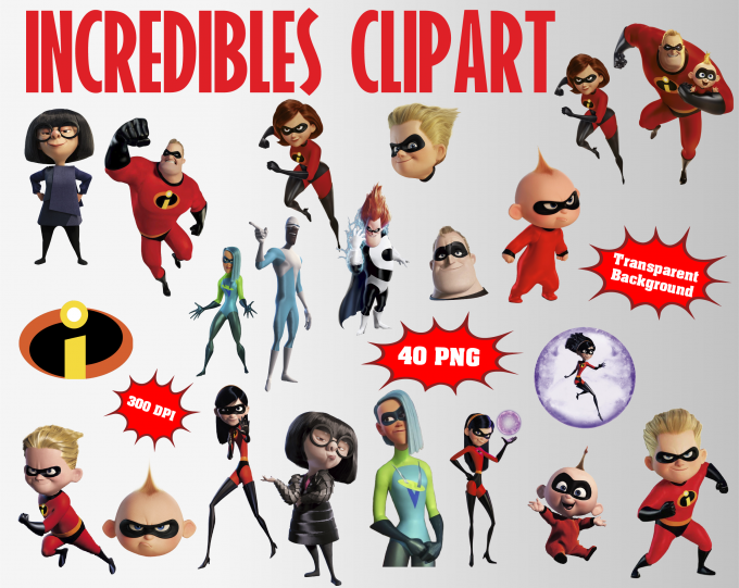 The Incredibles png clipart, birthday party decoration