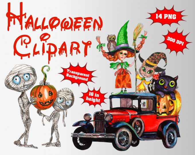 Halloween png clipart, birthday party decoration