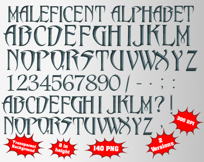 Maleficent png Alphabet, Numbers and Symbols