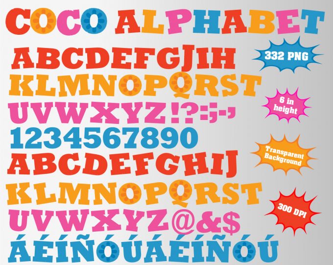 Coco png Alphabet, Numbers and Symbols