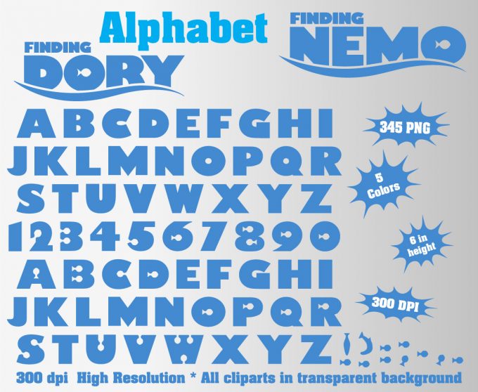 Finding Dory Finding Nemo png Alphabet, Numbers and Symbols