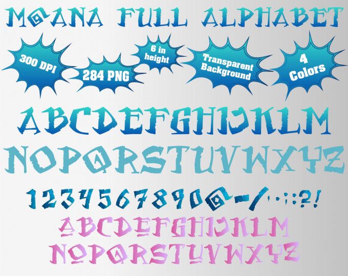 Moana png Alphabet, Numbers and Symbols